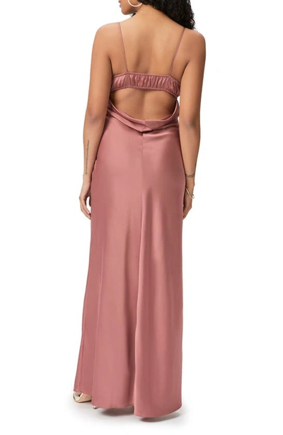 Shop Paige Miren Ruched Bodice Satin Midi Dress In Desert Dusk