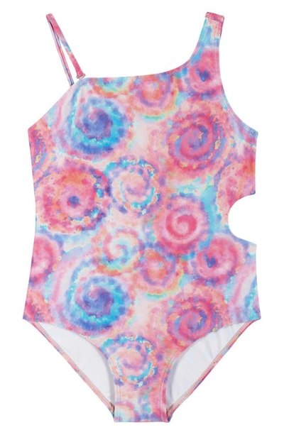 Shop Andy & Evan Kids' Rib Tie Dye One-piece Swimsuit In Pink