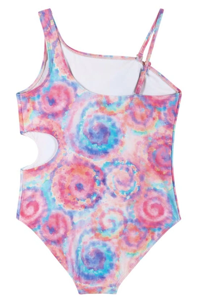 Andy & Evan Kids' Rib Tie Dye One-piece Swimsuit In Pink
