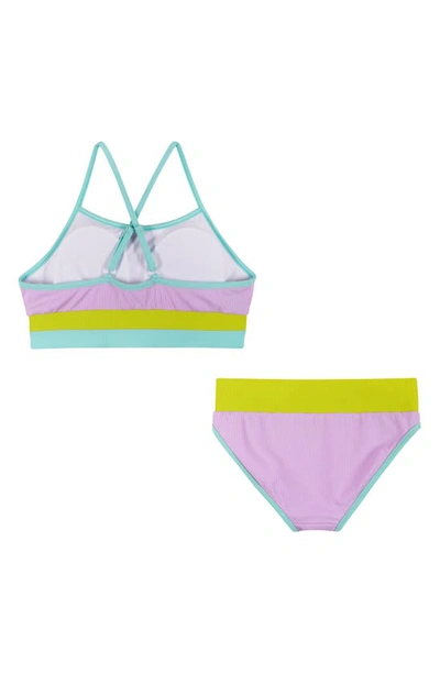 Shop Andy & Evan Kids' Rib Colorblock Two-piece Swimsuit In Purple