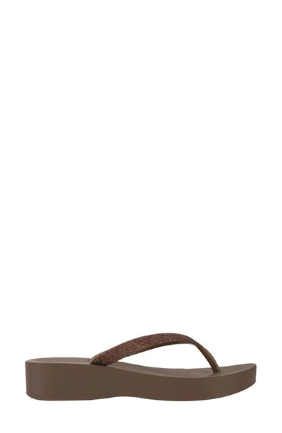 Ipanema Ipa Glitter Wedge Flip Flop In Brown