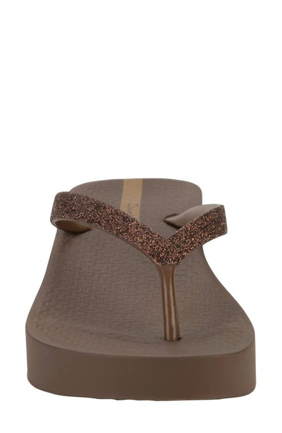 Ipanema Ipa Glitter Wedge Flip Flop In Brown