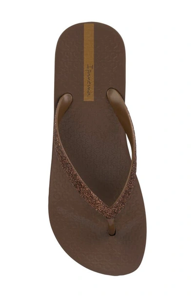 Ipanema Ipa Glitter Wedge Flip Flop In Brown