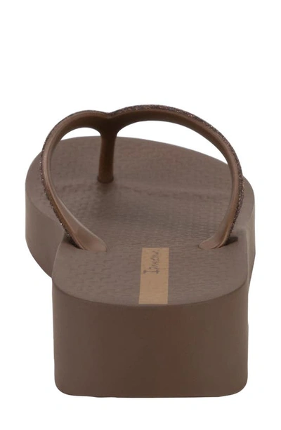 Ipanema Ipa Glitter Wedge Flip Flop In Brown