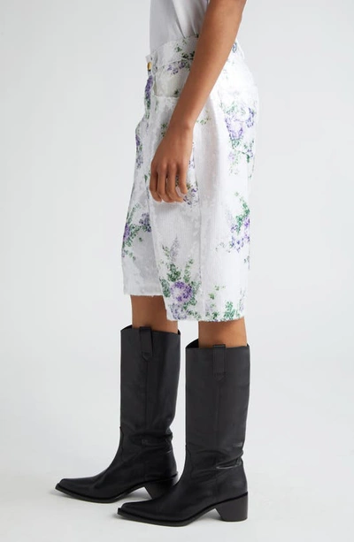 Shop Tanner Fletcher Gender Inclusive Sid Floral Sequin Bermuda Shorts In White Floral Sequin