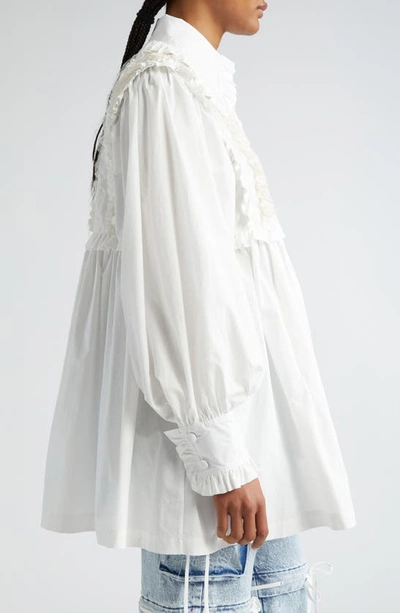 Shop Tanner Fletcher Gender Inclusive Ainslie Raw Edge Ruffle Long Sleeve Minidress In Ivory Ruffle