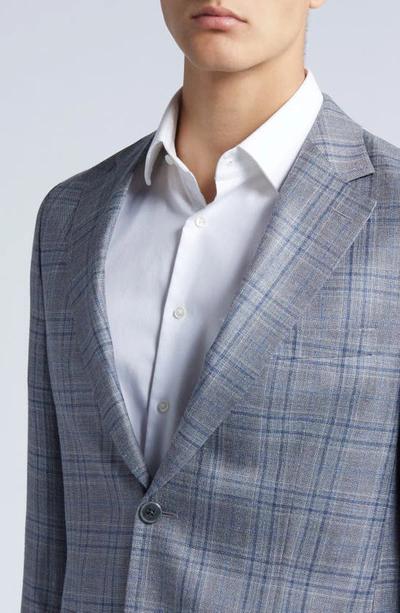 Shop Peter Millar Tailored Fit Plaid Wool, Silk & Linen Blend Sport Coat In Grey
