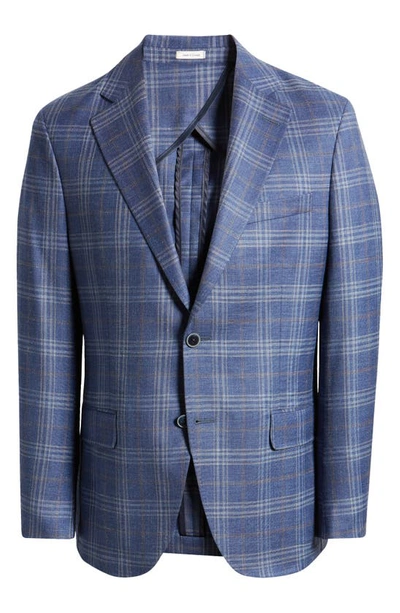 Shop Peter Millar Tailored Fit Plaid Wool Blend Sport Coat In Blue