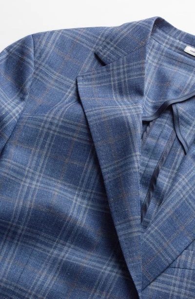 Shop Peter Millar Tailored Fit Plaid Wool Blend Sport Coat In Blue