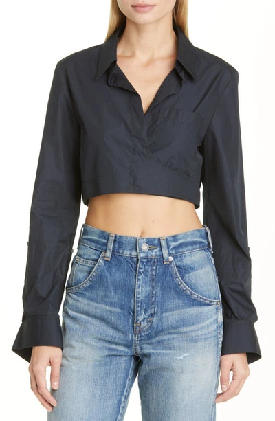 Shop Twp The Ty Me Up Crop Shirt In Black