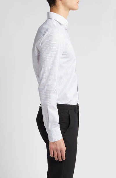 Shop Hugo Boss Boss Hank Slim Fit Geo Print Stretch Cotton Dress Shirt In White