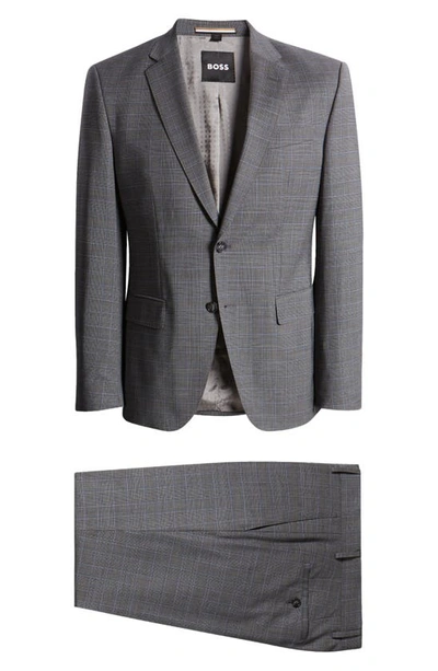 Shop Hugo Boss Huge Plaid Stretch Wool Suit In Silver