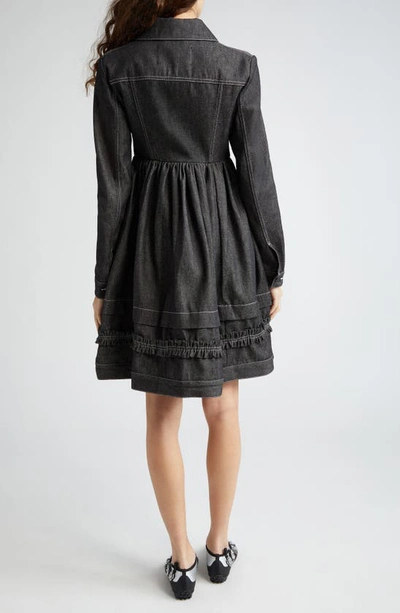 Shop Cecilie Bahnsen Verona Long Sleeve Denim Shirtdress In Black