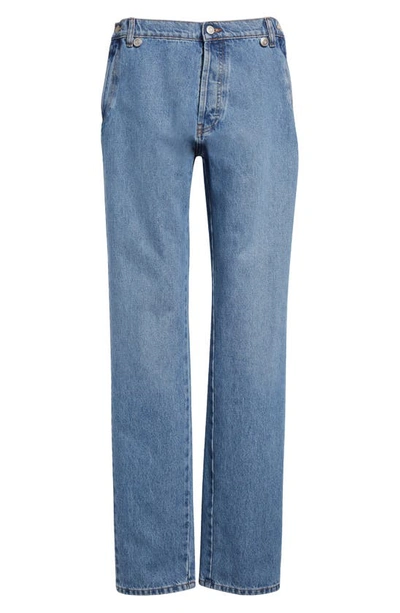 Shop Coperni Open Hip Straight Leg Jeans In Washed Blue