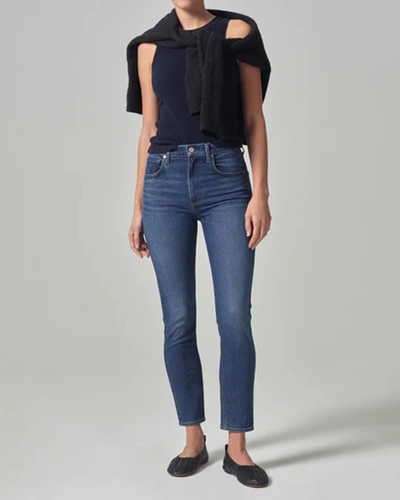 Shop Citizens Of Humanity Isola Straight Crop In Dark Wash Denim