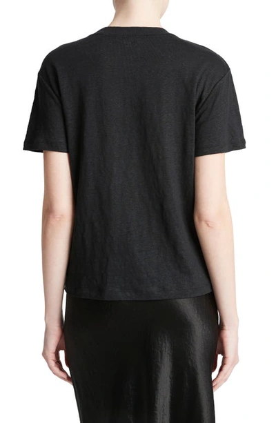 Shop Vince Crewneck Linen T-shirt In Black