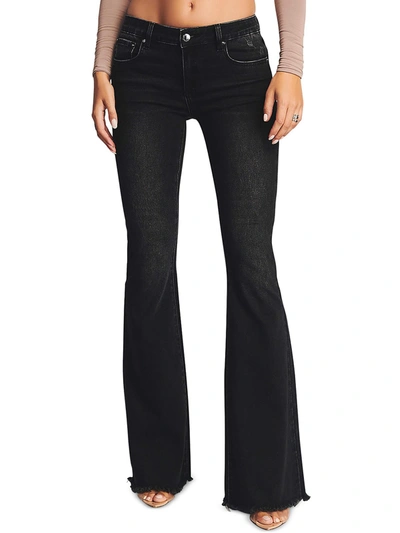 Shop Retroféte Barrymore Womens Low Rise Frayed Hem Flare Jeans In Black