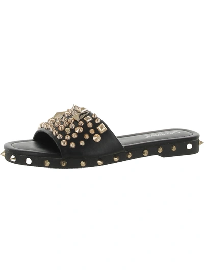 Shop Cape Robbin Womens Faux Leather Slip-on Slide Sandals In Black