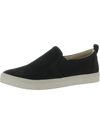 Shop Earth Groove Womens Leather Lifestyle Slip-on Sneakers In Black