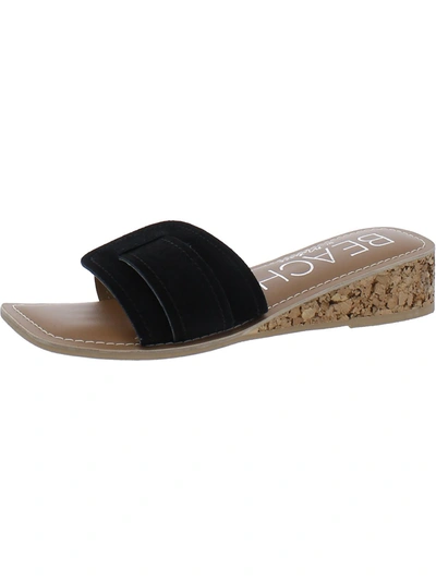 Shop Beach By Matisse Baja Womens Leather Slip-on Wedge Sandals In Black