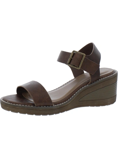 Shop Bullboxer Dalia Womens Faux Leather Ankle Strap Wedge Sandals In Brown