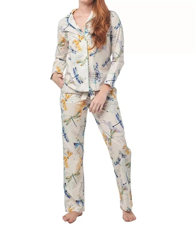 Shop The Lazy Poet Emma Cotton Pajama Set In Dancing Dragonflies In Multi