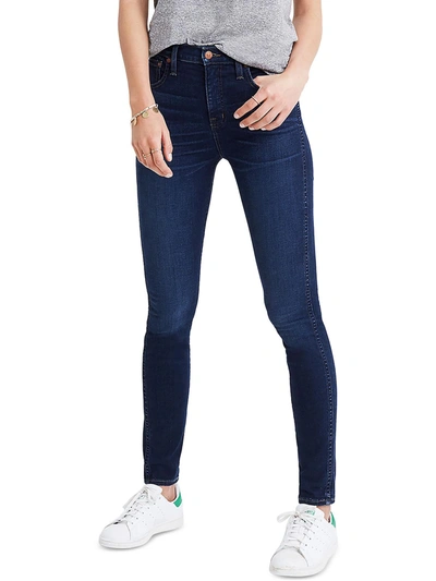 Shop Madewell Petites Womens High Rise Dark Wash Skinny Jeans In Multi