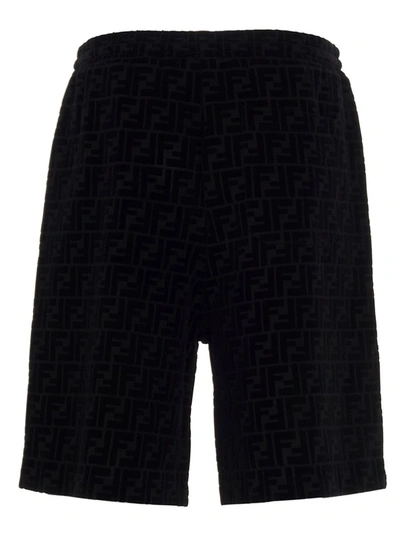 Shop Fendi Ff All Over Bermuda Shorts In Black