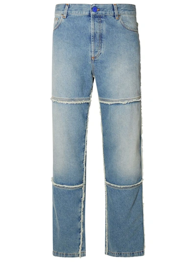 Shop Marcelo Burlon County Of Milan Blue Cotton Blend Jeans