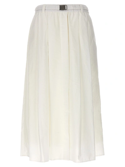 Shop Brunello Cucinelli Cotton Blend Midi Skirt Skirts White