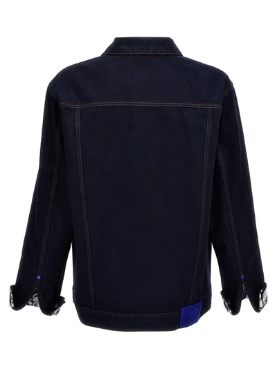 Shop Burberry Denim Jacket Casual Jackets, Parka Blue