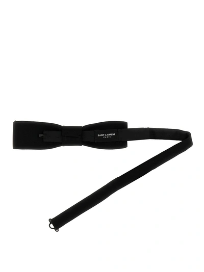 Shop Saint Laurent Faille Bow Tie Ties, Papillon Black