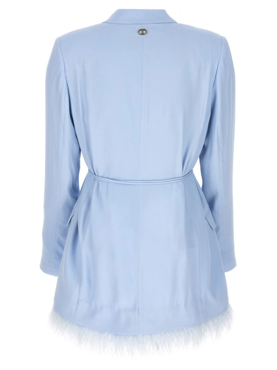 Shop Twinset Feather Blazer Dress Dresses Light Blue