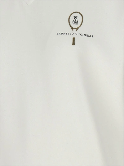 Shop Brunello Cucinelli Logo Embroidery Sweatshirt White/black