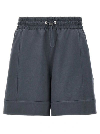 Shop Brunello Cucinelli Monile Drawstring Shorts Bermuda, Short Gray