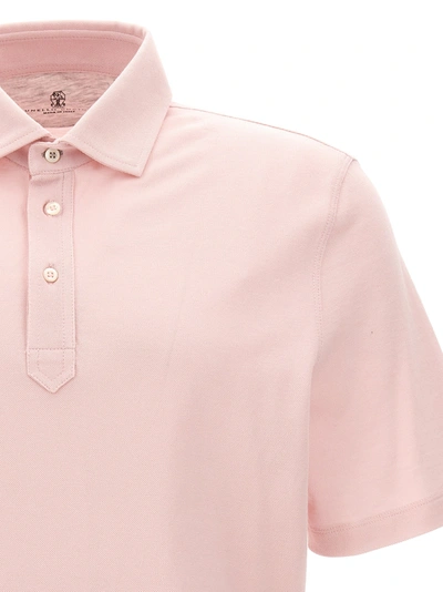 Shop Brunello Cucinelli Piqué Cotton  Shirt Polo Pink
