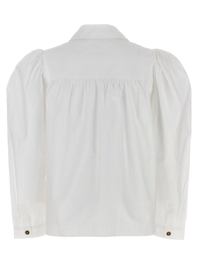 Shop Ganni Puff Sleeved Shirt Shirt, Blouse White