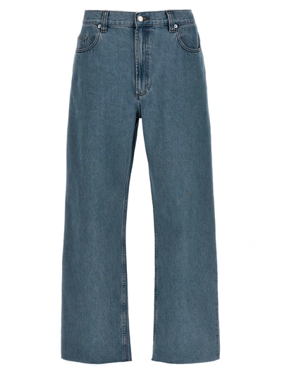 Shop Apc Relaxed Raw Edge Jeans Light Blue