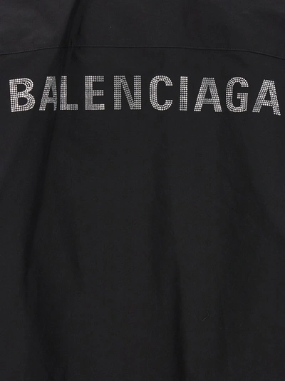 Shop Balenciaga Rhinestone Logo Shirt Shirt, Blouse Black