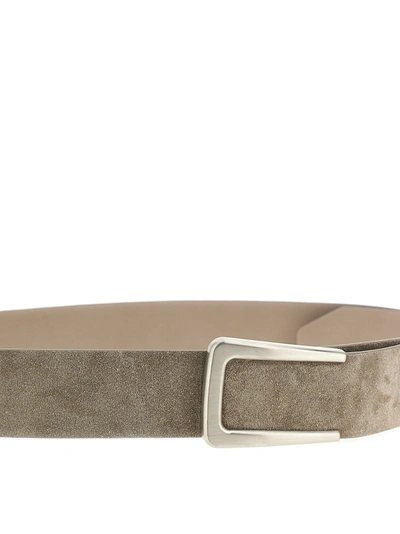 Shop Brunello Cucinelli Suede Belt Belts Gray