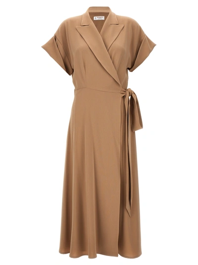 Shop Alberto Biani Wrap Dress Dresses Beige