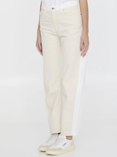 Shop Stella Mccartney Banana Leg Utility Jeans In Beige