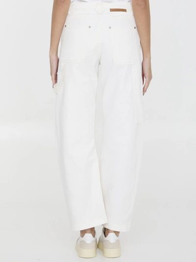 Stella Mccartney Banana Leg Utility Jeans In Beige