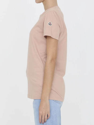 Shop Moncler Cotton T-shirt In Pink
