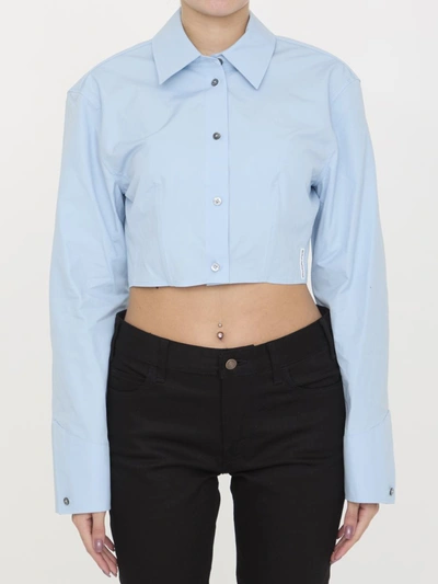 Shop Alexander Wang Cropped Structured Shirt In Blue