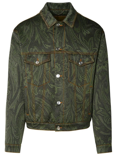 Shop Etro Green Cotton Blend Jacket