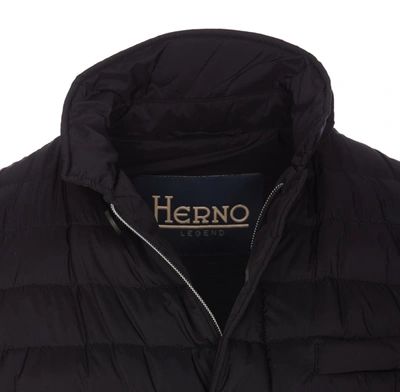 Herno Quilted Down Jacket Casual Jackets And Parka Blue In Black