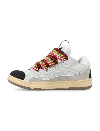 Shop Lanvin Leather Curb Woman Sneakers In White