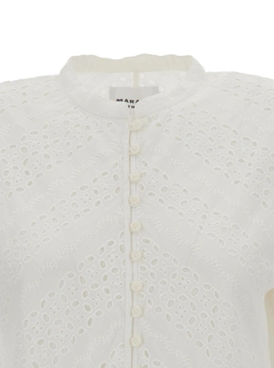 Shop Isabel Marant Étoile White Slayae Broderie Anglaise Mini Dress In Cotton Woman