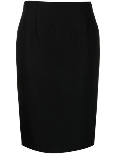Shop Versace Pencil Midi Skirt In Black